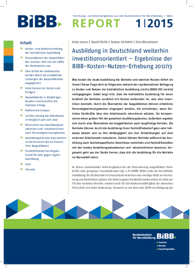 Coverbild: Ausbildung in Deutschland weiterhin investitionsorientiert