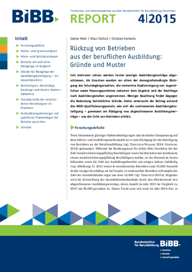 Coverbild: Rückzug von Betrieben aus der beruflichen Ausbildung: Gründe und Muster