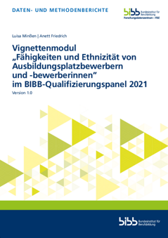 Coverbild: Vignettenmodul „Fähigkeiten und Ethnizität von Ausbildungsplatzbewerbern und -bewerberinnen” im BIBB-Qualifizierungspanel 2021