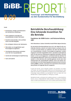 Coverbild: BIBB REPORT 08/09 - Betriebliche Berufsausbildung: Eine lohnende Investition für die Betriebe