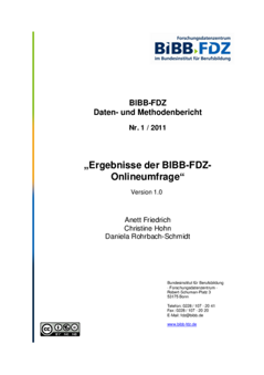 Coverbild: Ergegbnisse der BIBB-FDZ-Onlineumfrage