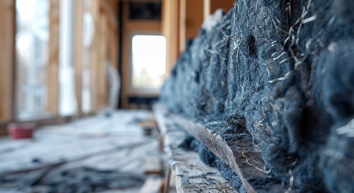 Fasern einer Matte auf einer Baustelle 