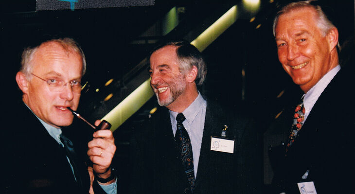  Jürgen Rüttgers (Bundesbildungsminister) im Gespräch mit Helmut Pütz und Hermann Schmidt.