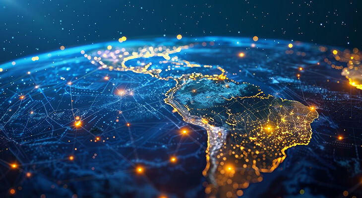 Eine KI generierte Weltkugel mit den umrissen von L&auml;ndern.