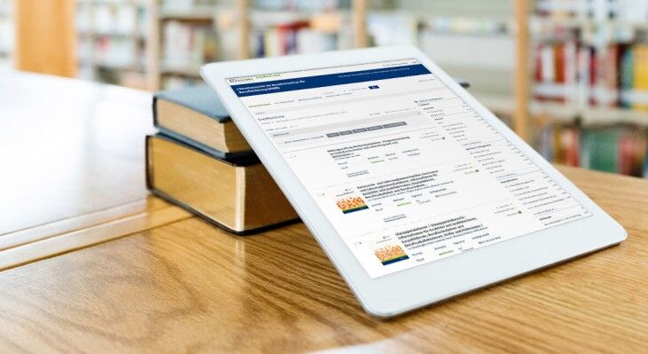 Tablet mit ge&ouml;ffneter Seite des VET Repository