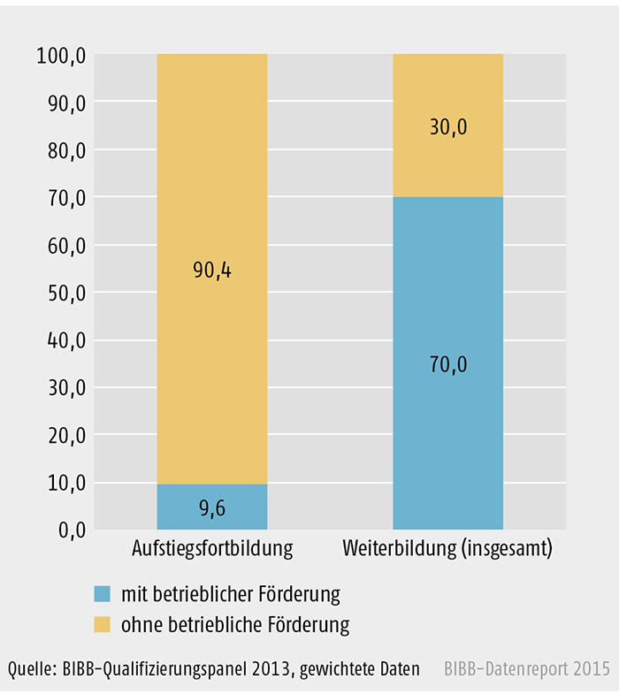 Schaubild B1.2.3-1: Beweggründe von Betrieben für die Durchführung von Weiterbildungsmaßnahmen (in %)