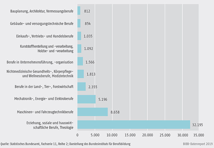 Schaubild B4.3-3: Absolventen/Absolventinnen 2017 in den 10 stärksten Berufshauptgruppen