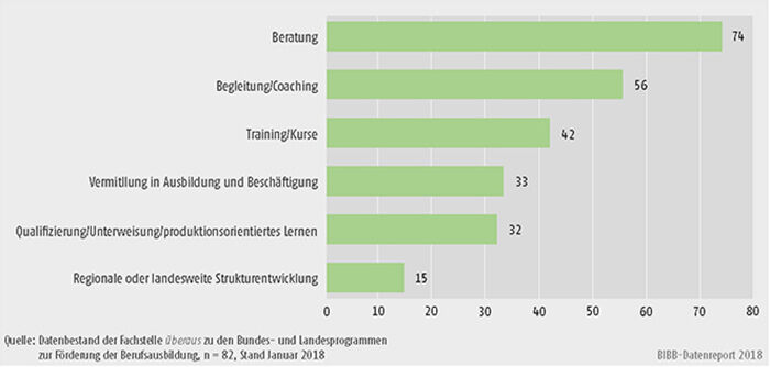 Schaubild C2.1-3: Im Rahmen der Berufsorientierungsprogramme am häufigsten geplante/realisierte Angebote (Mehrfachnennungen in %)