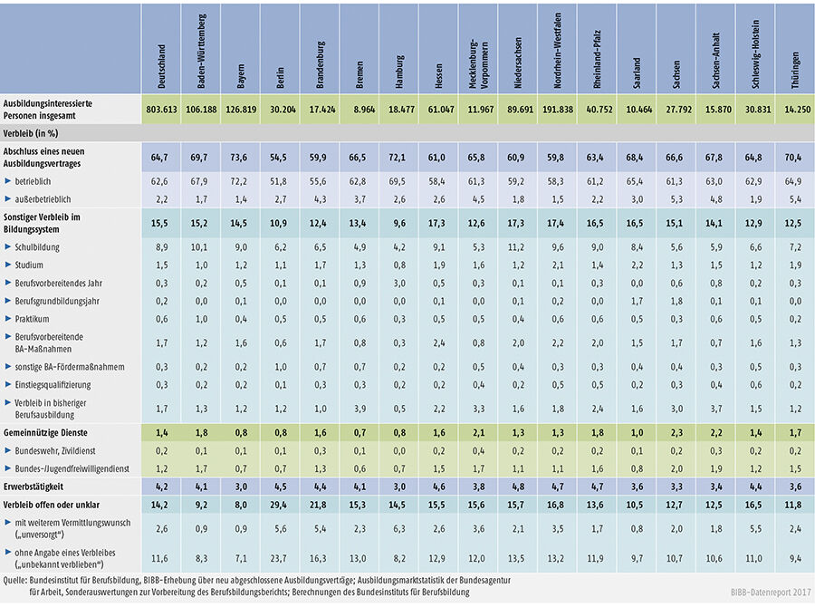Tabelle A1.1.4-1: Verbleib der ausbildungsinteressierten Personen im Jahr 2016