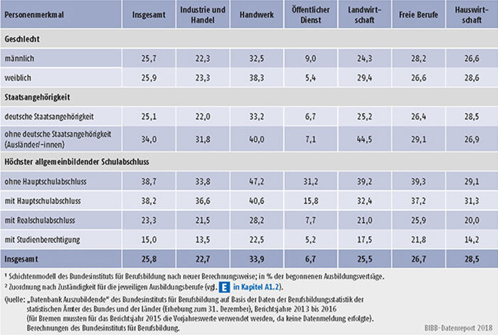 Tabelle A5.6-3: Vertragslösungsquoten (LQneu in %) nach Personenmerkmalen und Zuständigkeitsbereichen, Bundesgebiet 2016