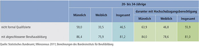 Tabelle A9.3-9: Erwerbseinkommen als Haupteinkommensquelle 2011 (in %)