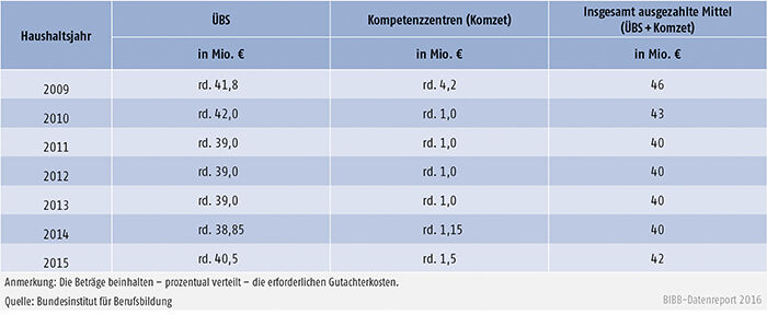 Tabelle D3-1: Verteilung der verausgabten Mittel im Rahmen der ÜBS-Förderung – Bundesinstitut für Berufsbildung