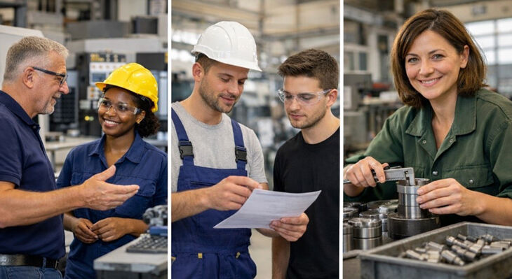 Drei verschiedene Arbeitssituationen in Werkst&auml;tten